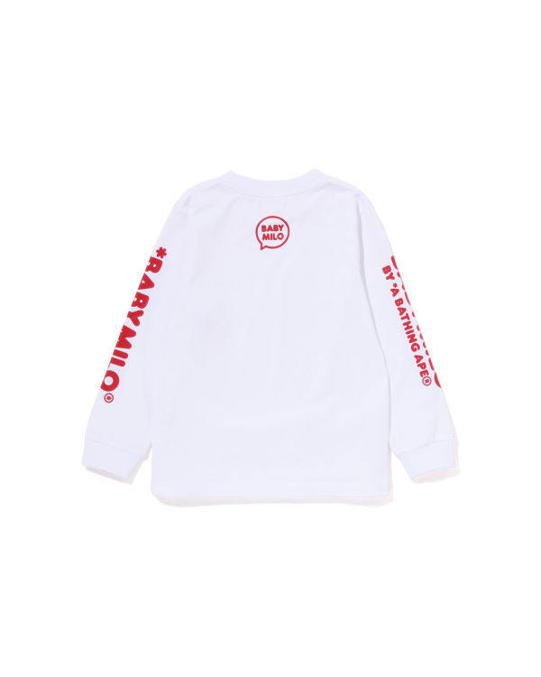 T Shirts Bape Milo Speech Balloon L/S #3 Blanche Enfant | GXZ-86171195