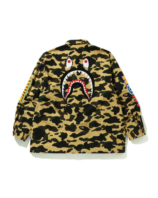 Chemises Bape 1st Camo Shark Relaxed Fit Military Jaune Homme | ULS-19282650