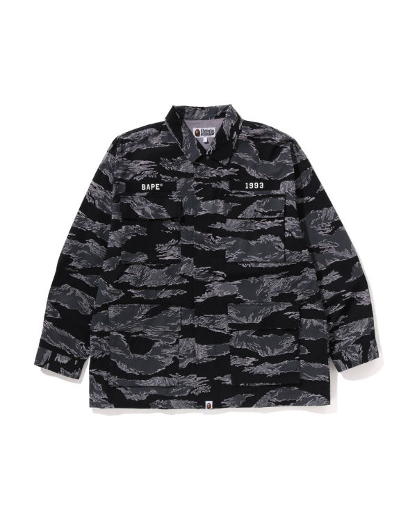 Chemises Bape Tiger Camo Relaxed Fit Military Noir Homme | ZPT-07907453