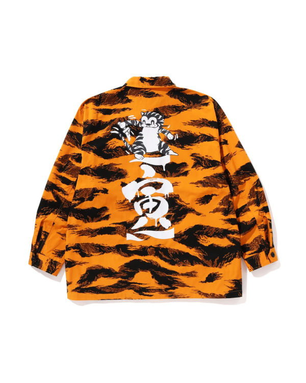 Chemises Bape Tiger Camo Relaxed Fit Military Orange Homme | GIS-84143488