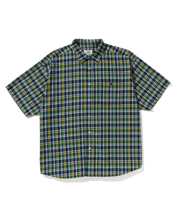 Chemises Bape Mini Check Loose Fit S/S Vert Homme | LGC-63478797