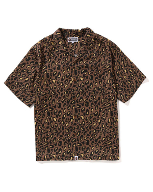 Chemises Bape Leopard Open Collar Marron Homme | OQN-04545533