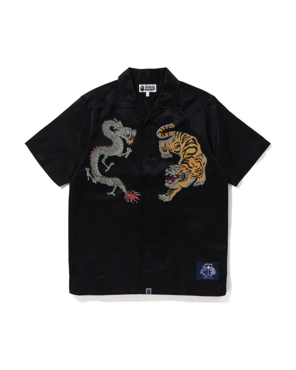 Chemises Bape Japanese Motif Relaxed Fit S/S Noir Homme | WIE-67852745