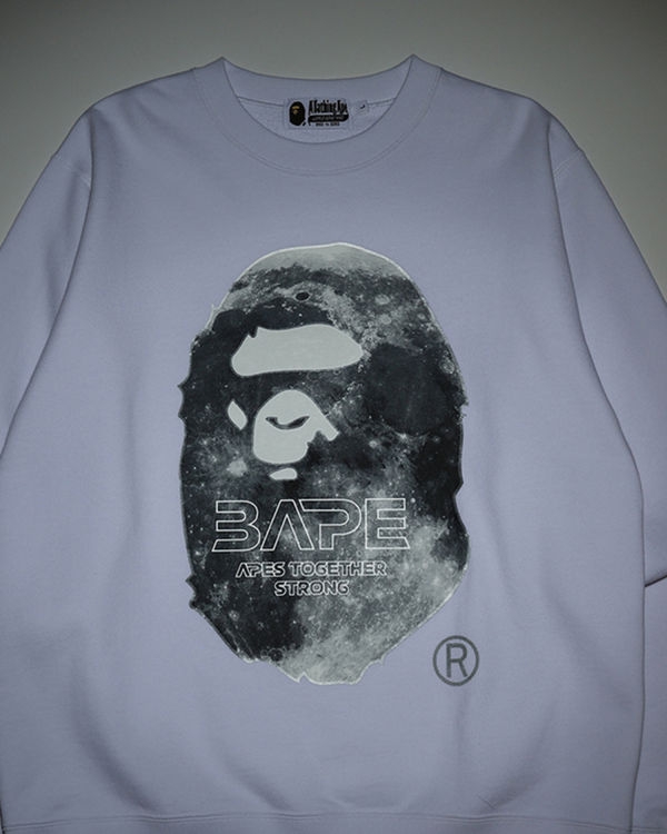 Sweats Bape Ape Head Moon Crewneck Blanche Homme | FQJ-26613451