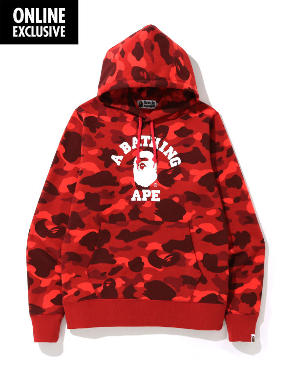 Sweat à Capuche Bape Color Camo College Rouge Clair Homme | JWO-18008128