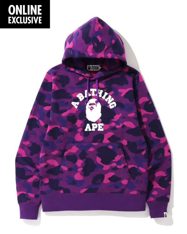 Sweat à Capuche Bape Color Camo College Violette Homme | EBJ-02486970