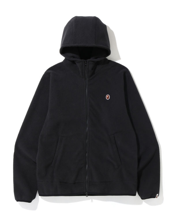 Sweat à Capuche Bape Fleece one point zip Noir Homme | SSI-24443775