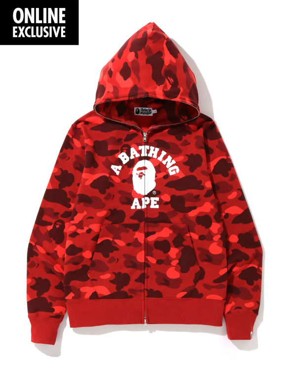 Sweat à Capuche Bape Color Camo College zip Rouge Clair Homme | DGT-41423547