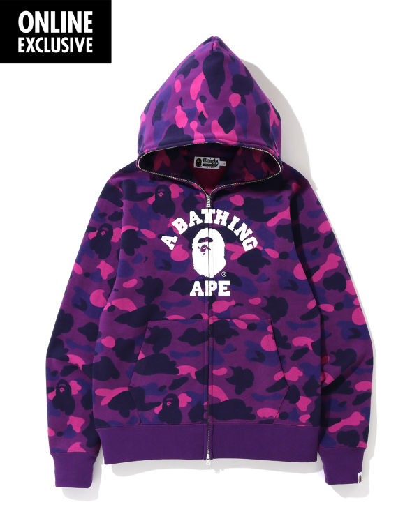 Sweat à Capuche Bape Color Camo College zip Violette Homme | RFE-61027052