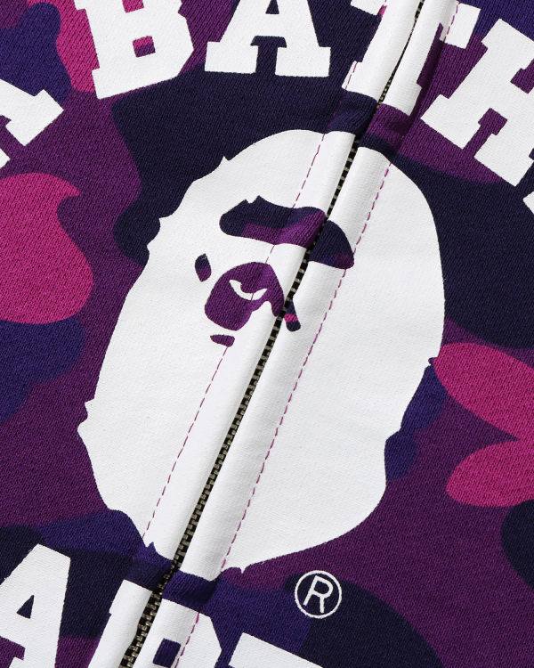 Sweat à Capuche Bape Color Camo College zip Violette Homme | RFE-61027052