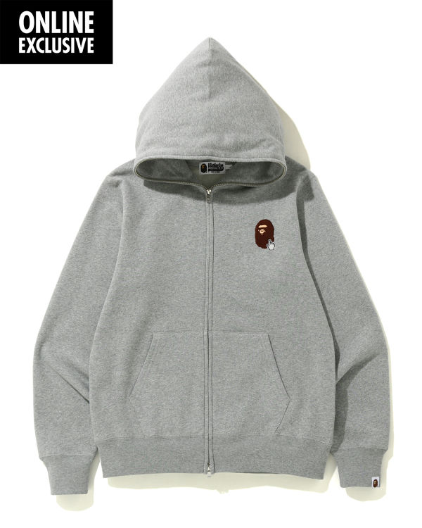 Sweat à Capuche Bape Online full zip Grise Clair Homme | FVZ-20326156