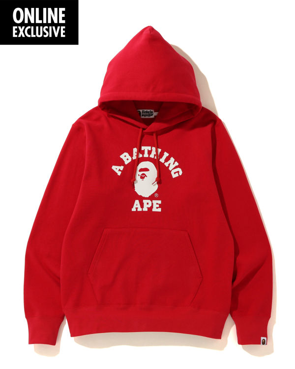 Sweat à Capuche Bape College Rouge Clair Homme | DCU-77360006