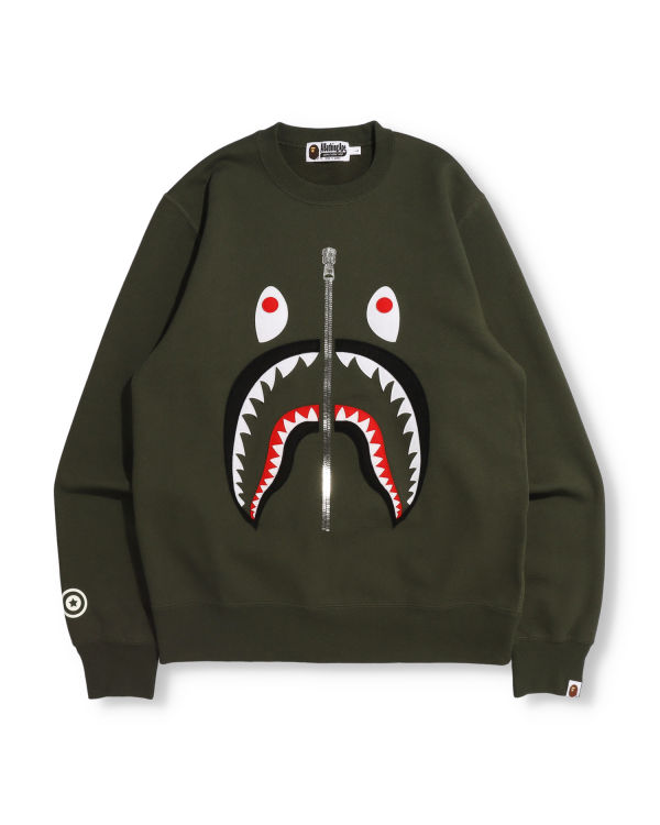 Sweats Bape Patched Shark Crewneck Vert Homme | EIU-24067581