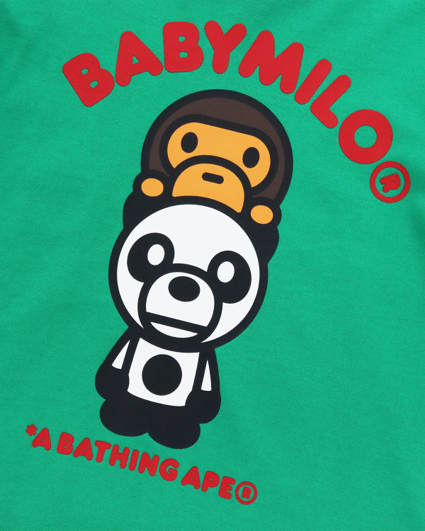 T Shirts Bape Color Camo Milo Panda Layered Long Sleeve Paon Vert Enfant | NXZ-56510649