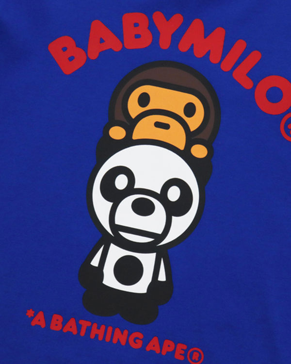 T Shirts Bape Color Camo Milo Panda Layered Long Sleeve Bleu Enfant | PIY-07558542