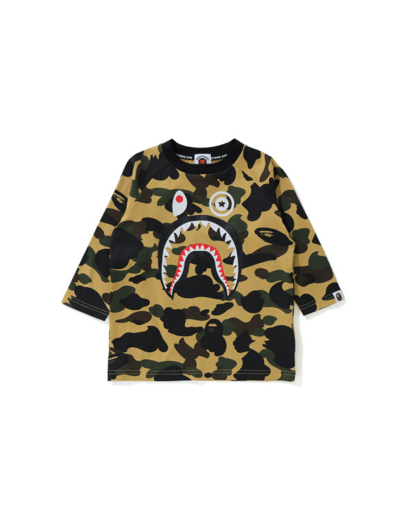 T Shirts Bape 1st Camo Shark 3/4 Sleeve Jaune Enfant | KSF-18231583