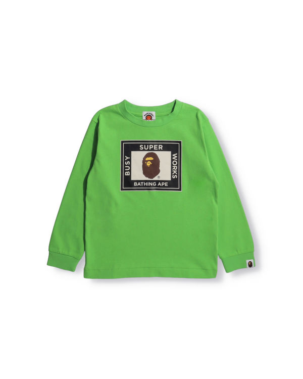 T Shirts Bape Super Busy Works L/S Vert Enfant | ANY-06204139