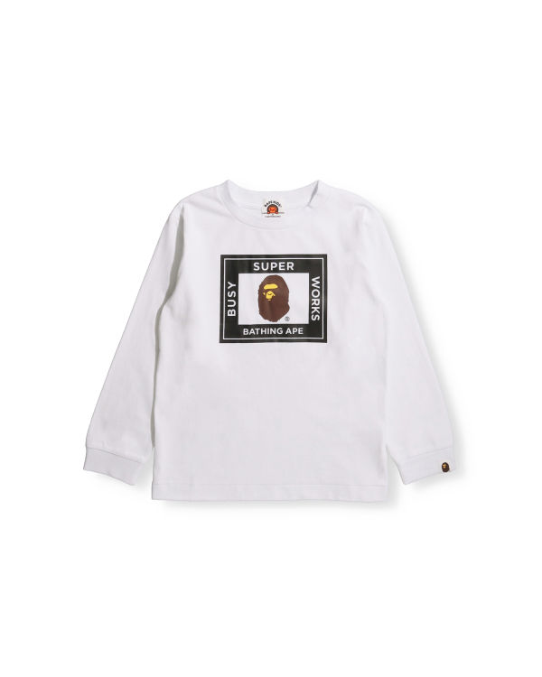 T Shirts Bape Super Busy Works L/S Blanche Enfant | SGS-62845852