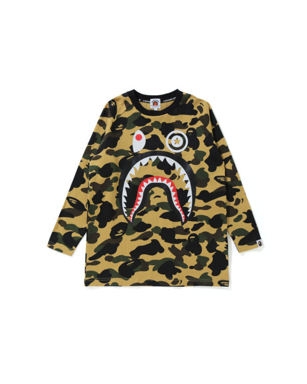 T Shirts Bape 1st Camo Shark 3/4 Sleeve Jaune Enfant | TRI-81550996