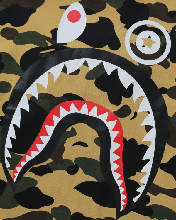 T Shirts Bape 1st Camo Shark 3/4 Sleeve Jaune Enfant | TRI-81550996