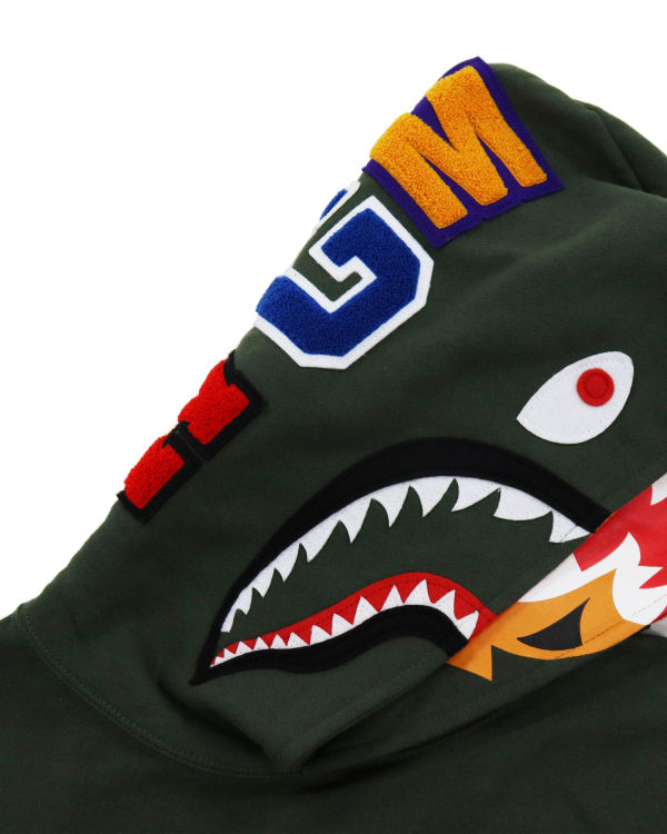 Sweat à Capuche Bape Shark Inside Tiger Pullover Vert Foncé Homme | FXK-63955729