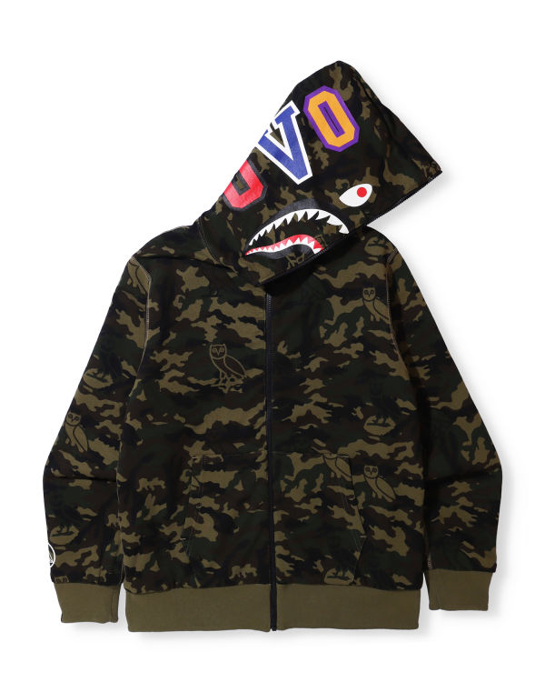 Sweat à Capuche Bape X OVO Woodland Camo Shark Reversible Full Zip Noir Homme | JEF-66019443