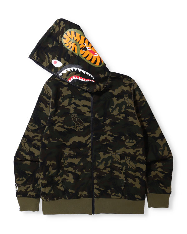 Sweat à Capuche Bape X OVO Woodland Camo Shark Reversible Full Zip Noir Homme | JEF-66019443