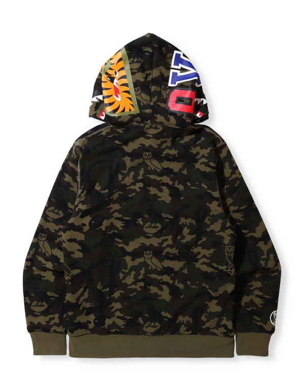 Sweat à Capuche Bape X OVO Woodland Camo Shark Reversible Full Zip Noir Homme | JEF-66019443