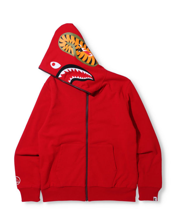 Sweat à Capuche Bape X OVO Woodland Camo Shark Reversible Full Zip Rouge Clair Homme | VIE-55242908