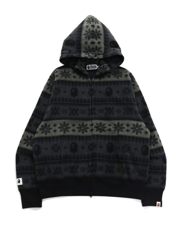 Sweat à Capuche Bape Snow Pattern Relaxed Fit Full Zip Noir Homme | GGI-48079876