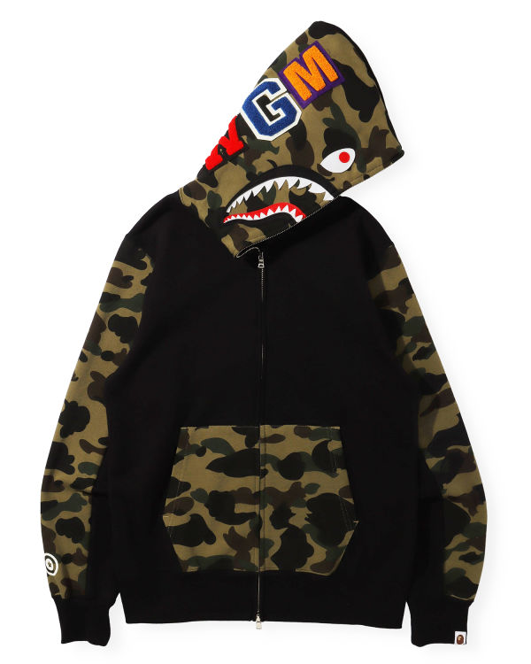 Sweat à Capuche Bape 1st Camo Shark Full Zip Noir Homme | WUV-02550164