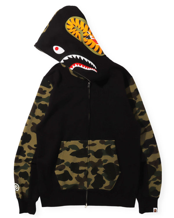 Sweat à Capuche Bape 1st Camo Shark Full Zip Noir Homme | WUV-02550164