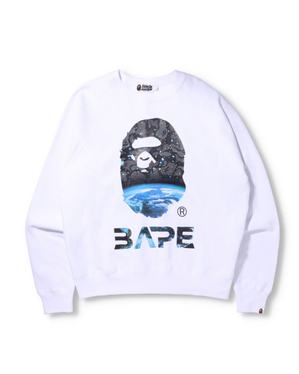 Sweats Bape Space Camo Ape Head Loose Fit Crewneck Blanche Homme | QXO-85755970