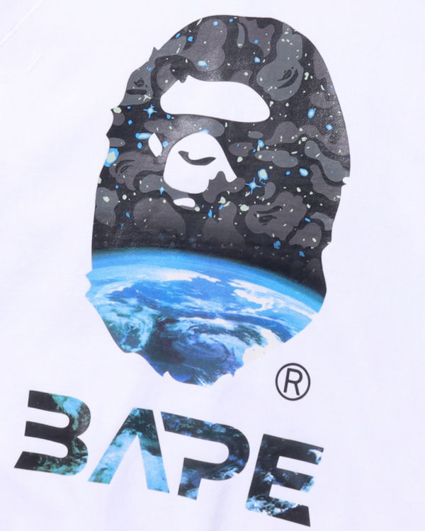 Sweats Bape Space Camo Ape Head Loose Fit Crewneck Blanche Homme | QXO-85755970