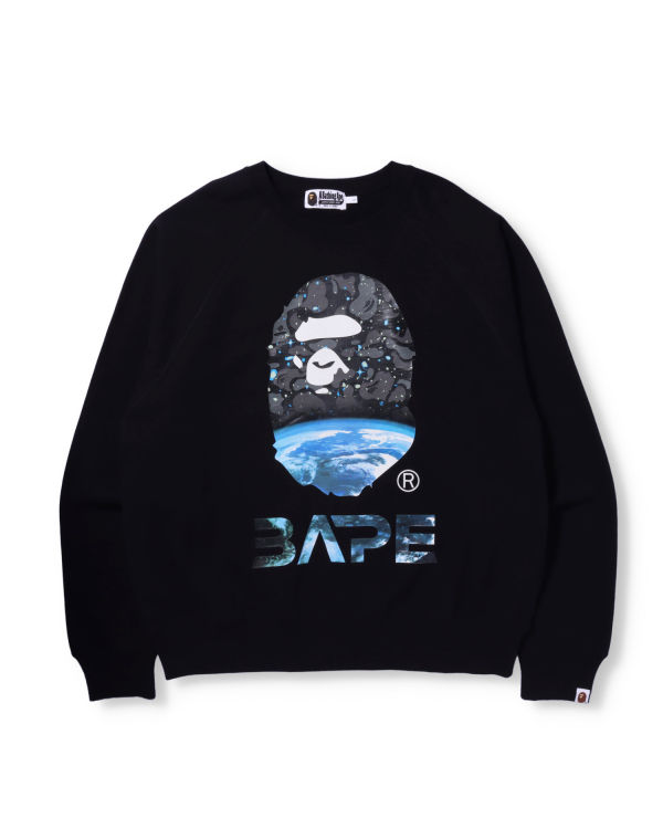 Sweats Bape Space Camo Ape Head Loose Fit Crewneck Noir Homme | UUS-05398701