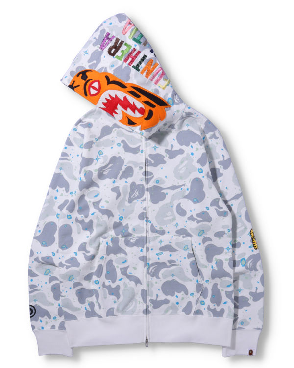 Sweat à Capuche Bape Space Camo Tiger Full Zip Blanche Homme | SVI-07135422