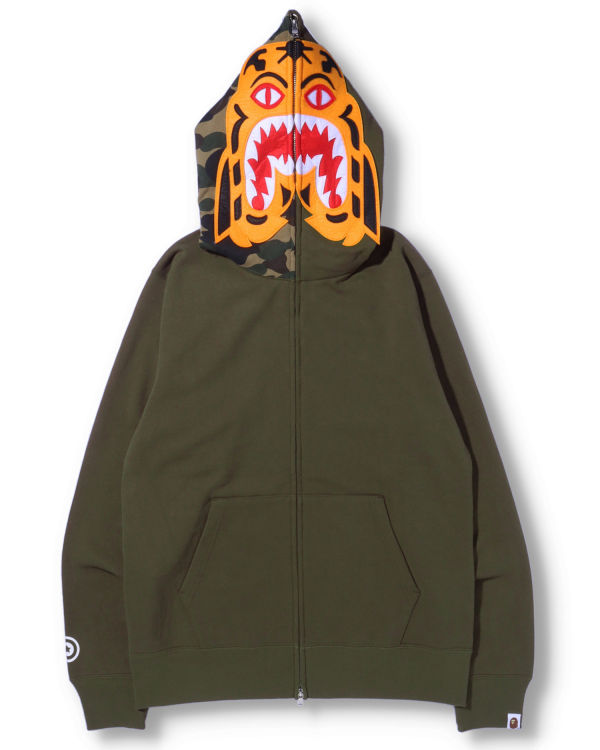 Sweat à Capuche Bape Tiger Full Zip Vert Homme | WNR-34350713