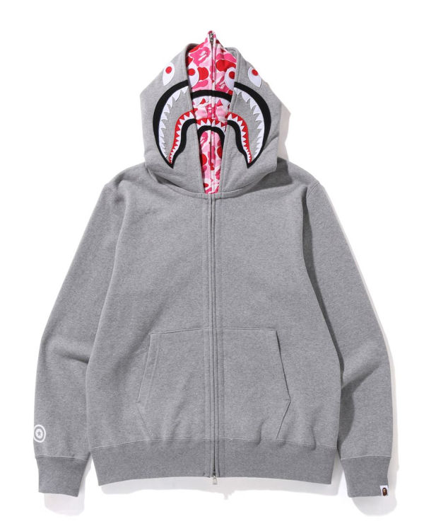 Sweat à Capuche Bape ABC Camo Shark Larges Fit Full Zip Grise Homme | YQU-28946001