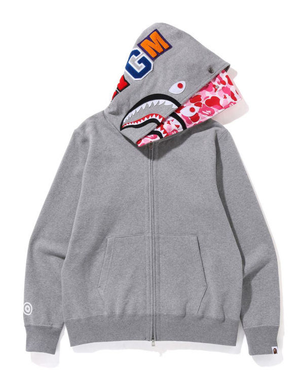 Sweat à Capuche Bape ABC Camo Shark Larges Fit Full Zip Grise Homme | YQU-28946001