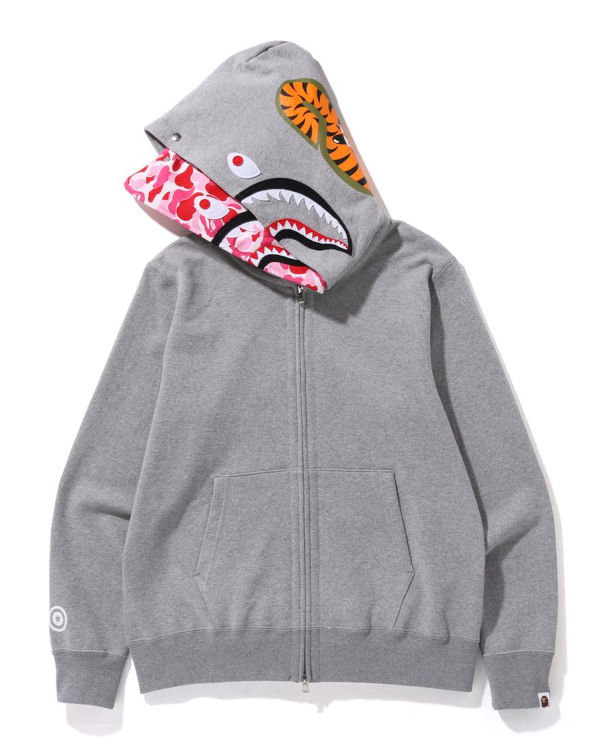 Sweat à Capuche Bape ABC Camo Shark Larges Fit Full Zip Grise Homme | YQU-28946001