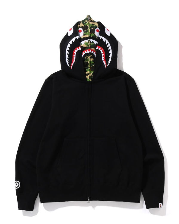 Sweat à Capuche Bape ABC Camo Shark Larges Fit Full Zip Noir Homme | RIQ-40685286