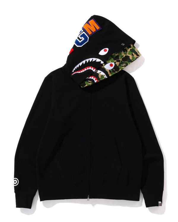 Sweat à Capuche Bape ABC Camo Shark Larges Fit Full Zip Noir Homme | RIQ-40685286