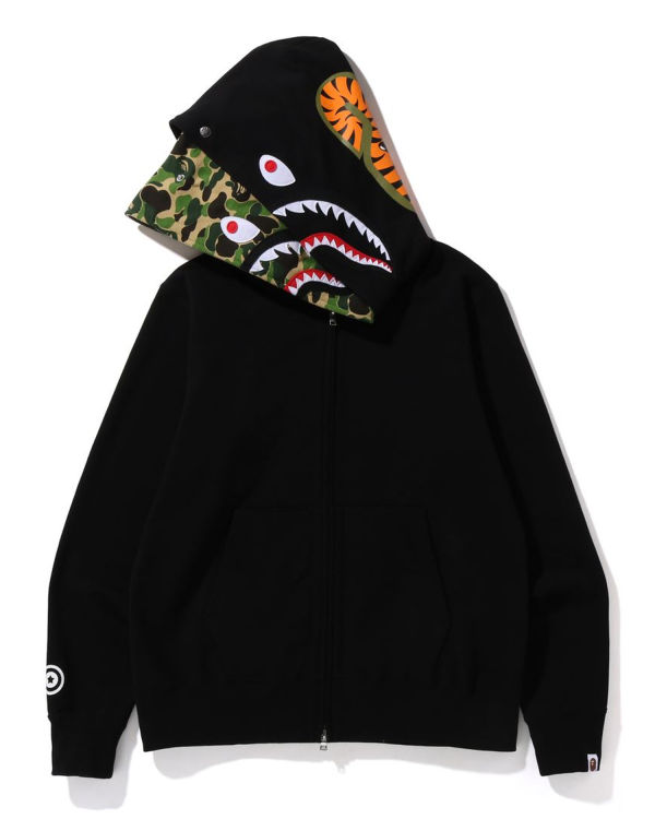 Sweat à Capuche Bape ABC Camo Shark Larges Fit Full Zip Noir Homme | RIQ-40685286