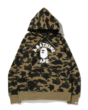 Sweat à Capuche Bape 1st Camo College Pullover Vert Homme | KGS-97663611