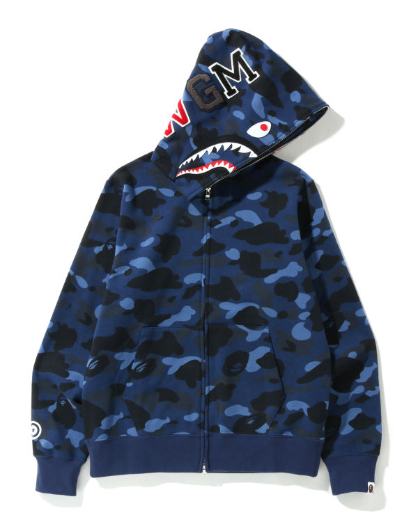 Sweat à Capuche Bape Color Camo Shark Full Zip Bleu Marine Bleu Homme | FVU-28032194