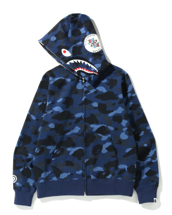 Sweat à Capuche Bape Color Camo Shark Full Zip Bleu Marine Bleu Homme | FVU-28032194