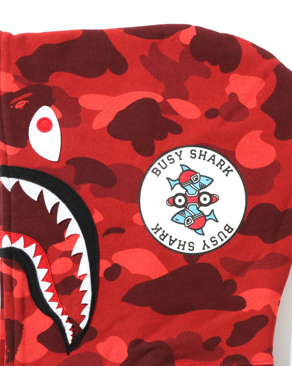 Sweat à Capuche Bape Color Camo Shark Full Zip Rouge Clair Homme | EYI-27997834