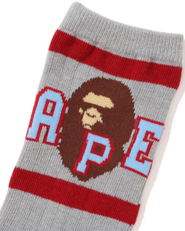 Chaussettes Bape Ape Head Line Rib Grise Enfant | QOG-07552319