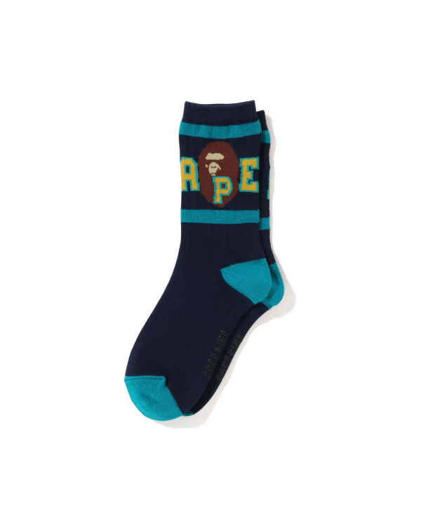 Chaussettes Bape Ape Head Line Rib Bleu Marine Bleu Enfant | DPD-97612487