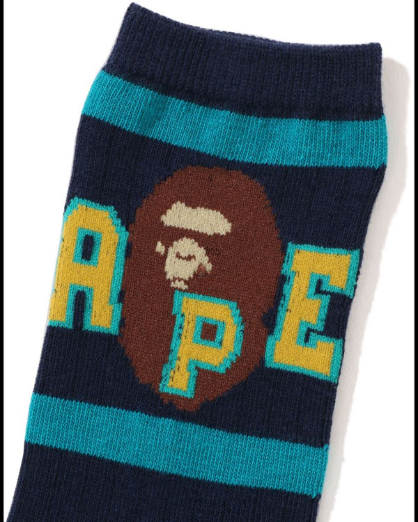 Chaussettes Bape Ape Head Line Rib Bleu Marine Bleu Enfant | DPD-97612487